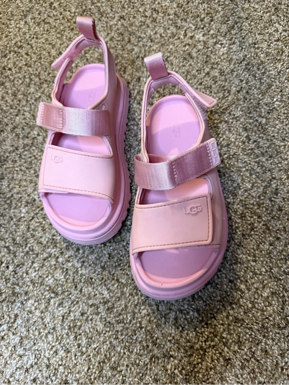 UGG K Goldenglow Pink Strappy Platform Sandals Size 13 Kids